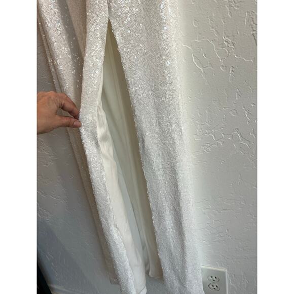 B. Smart White Sequin Gown with Slit & Adjustable Straps — Size 3/4, NWOT - Picture 7 of 16